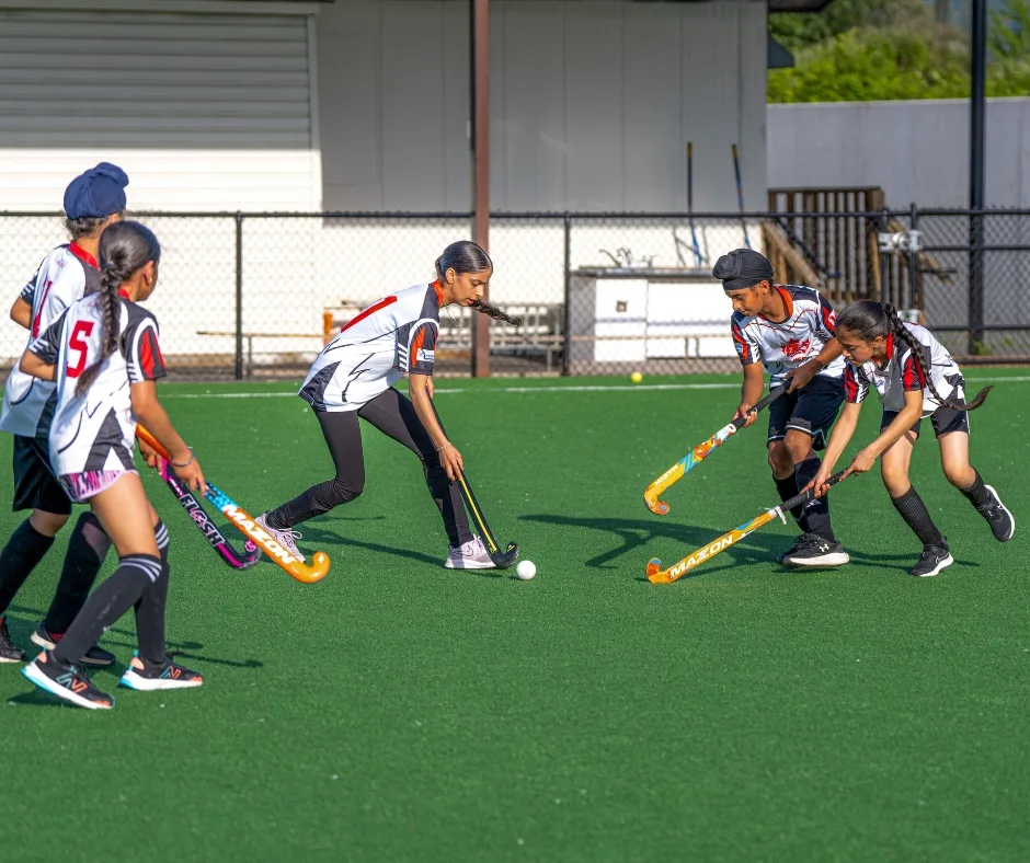 playing hockey